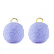 Pompom charm with loop 10mm - Gold-periwinkle purple